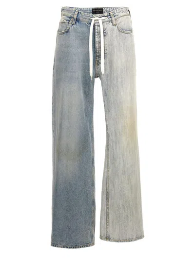 Balenciaga Two-tone Overseize Fit Jeans In Blue