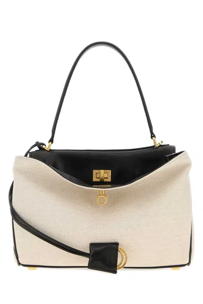 Balenciaga Two-tone Canvas And Leather Small Rodeo Handbag In Multi