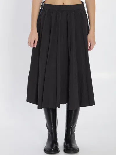 Balenciaga Two-tone Twill And Denim Skirt In Black