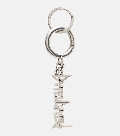 Balenciaga Typo Metal Keychain In Silver