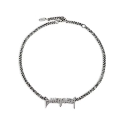 Balenciaga Typo Metal Necklace Men In Metallic