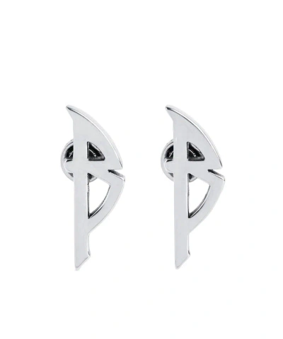 Balenciaga Typo Stud Earrings In White