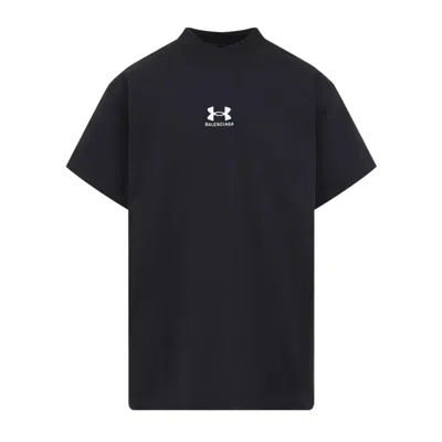 Balenciaga Ua Oversized T-shirt With High Neckline And Subtle Logo In Black