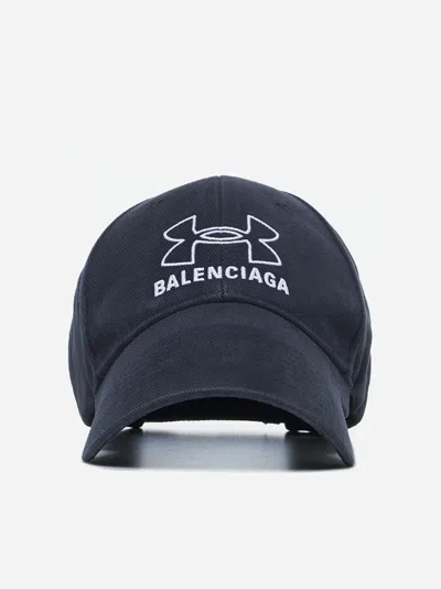 Balenciaga Under Armour Cotton Cap In Wash Black,white