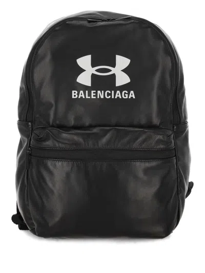 Balenciaga "under Armour®" Leatehr Backpack In Black