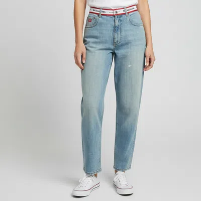 Pre-owned Balenciaga Unifit Blue Denim Distressed Wide Leg Jeans Xs/waist 29"
