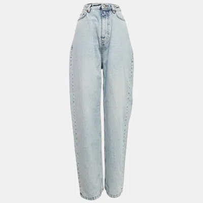 Pre-owned Balenciaga Unifit Blue Denim Wide Leg Jeans Xs