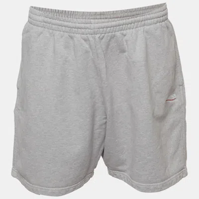 Pre-owned Balenciaga Unifit Grey Cotton Knit Sweat Shorts L In Gray