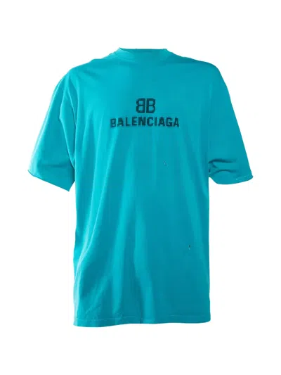 Pre-owned Balenciaga Unifit Logo-print T-shirt In Blue