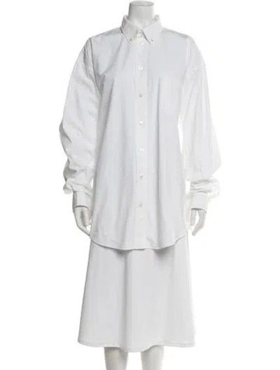 Pre-owned Balenciaga Unifit Long Sleeve Button-up Top In White