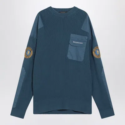 Balenciaga Blue Uniform Merch Cotton Jumper Men