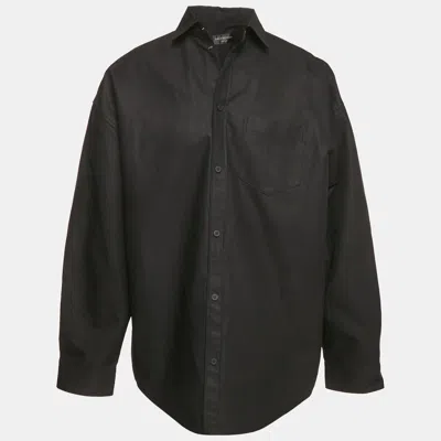 Pre-owned Balenciaga Unisex Black Cotton Gabardine Oversized Shirt Xxs