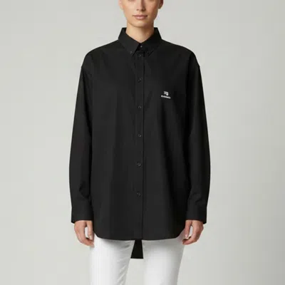 Pre-owned Balenciaga Unisex Black Cotton Long Sleeves Shirt M