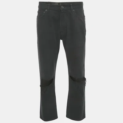 Pre-owned Balenciaga Unisex Black Knee Ripped Denim Straight Leg Jeans S Waist 31"