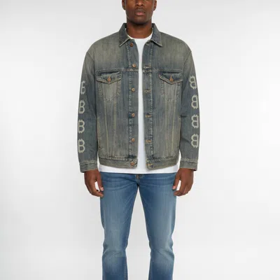 Pre-owned Balenciaga Unisex Blue Crypto Print Denim Faded Oversized Jacket Xs