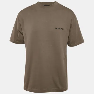 Pre-owned Balenciaga Unisex Brown Crewneck T-shirt Xxs