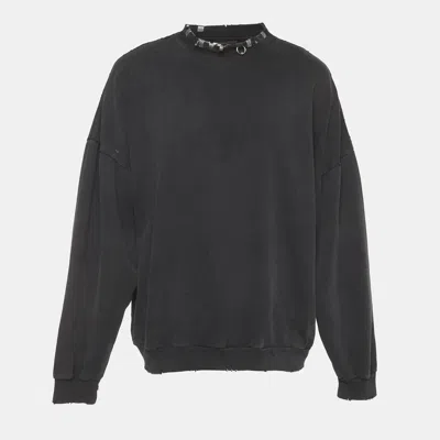 Pre-owned Balenciaga Unisex Grey Distressed Cotton Oversized Sweatshirt M In Gray