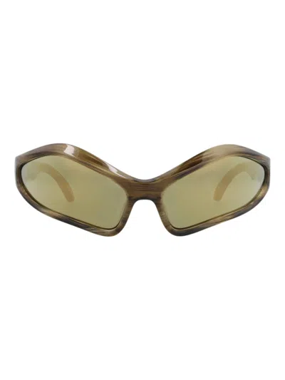Balenciaga Unisex Shield Wrap Sunglasses In Brown