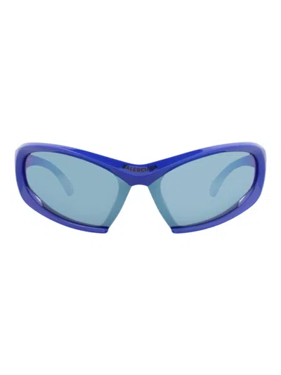 Balenciaga Unisex Shield/wrap Mini Sunglasses In Blue