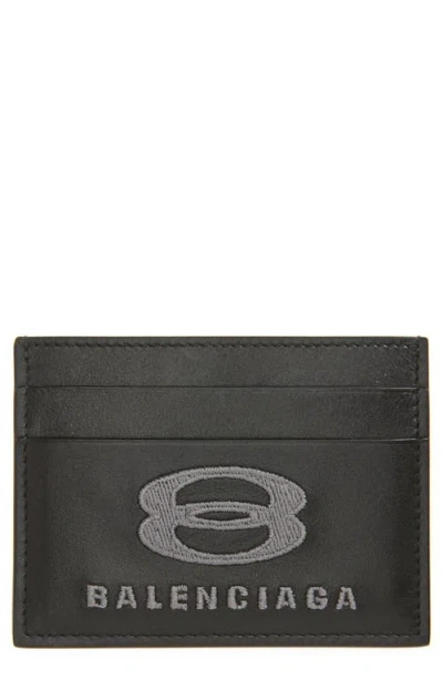 Balenciaga Unity Leather Card Holder In Black