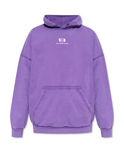 Balenciaga Unity Logo Hoodie In Purple