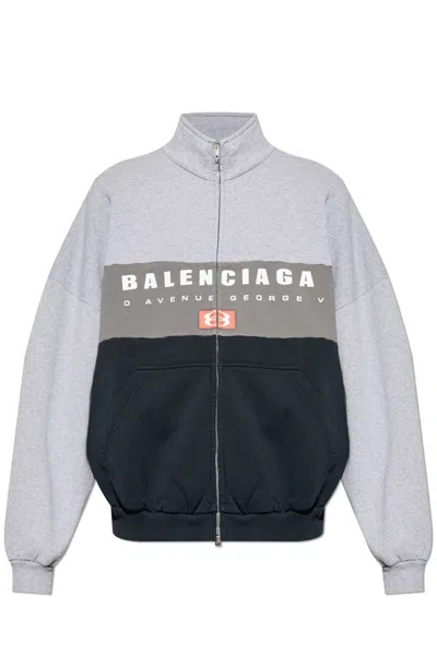 Balenciaga Men's Unity Sport Zip-up Jacket In Heather Grey In Multi