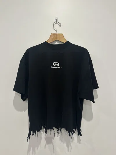 Pre-owned Balenciaga Unity Sports Cropped Tee In Black