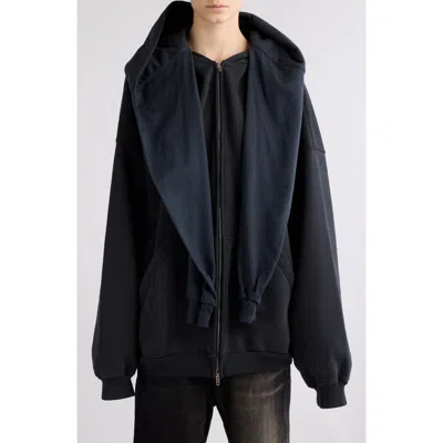 Balenciaga Unity Sports Icon Incognito Oversize Zip-up Hoodie In 4372 Ink/white