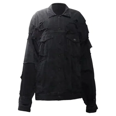 Pre-owned Balenciaga Unity Sports Icon Patchwork Denim Jacket In Black Cotton