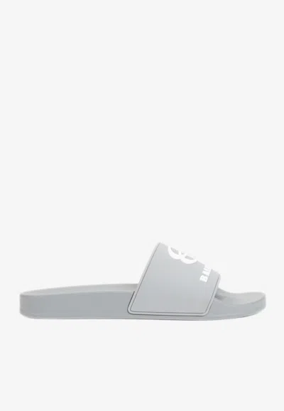 Balenciaga Unity Sports Pool Slides In Grey