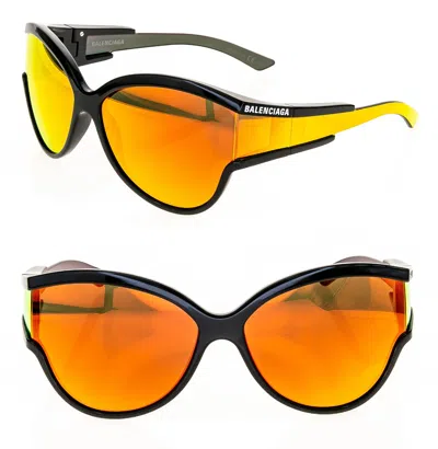 Pre-owned Balenciaga Unlimited 0038 Black Orange Wrap Mirrored Fashion Sunglasses Bb0038s