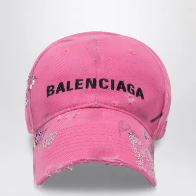 Balenciaga Upcycled Cotton Drill Cap In Pink In Brown
