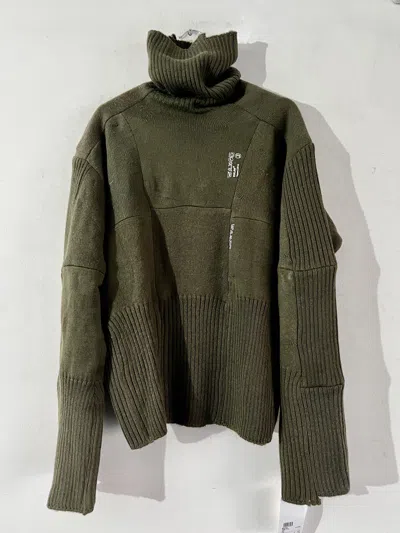 Pre-owned Balenciaga Upcycled Socks Wool-blend Turtleneck Sweater In Green