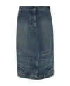 Balenciaga Deconstructed Midi Denim Skirt In Blue
