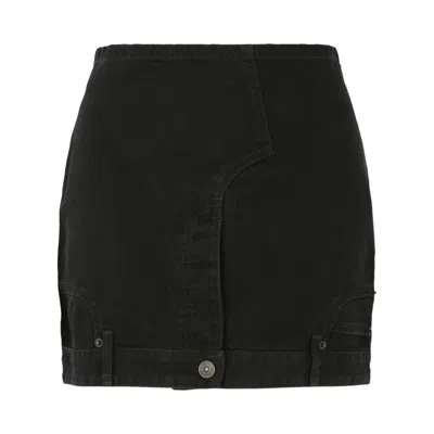 Pre-owned Balenciaga Upside Down Denim Mini Skirt 'peach Pitch Black' | Women's Size 36