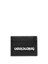 Balenciaga Upside-down Logo Leather Cardholder In Black