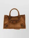 Balenciaga Women Camel Suede Medium Le City Handbag In Brown