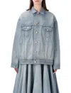 Balenciaga Light Blue Vintage-effect Denim Jacket Women In Blue