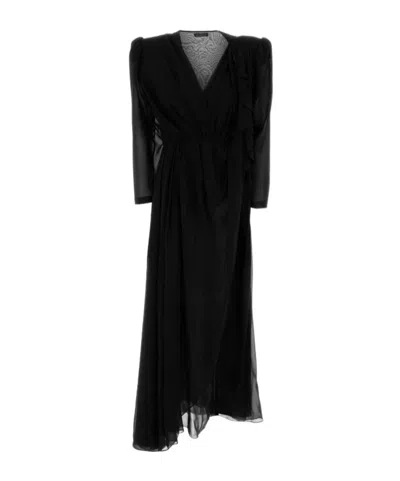 BALENCIAGA BALENCIAGA V-NECK CHIFFON MAXI DRESS