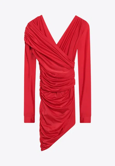Balenciaga V-neck Draped Mini Dress