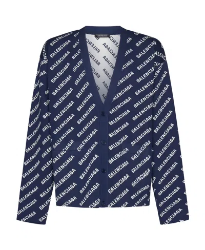 BALENCIAGA BALENCIAGA MONOGRAM PRINTED KNIT CARDIGAN