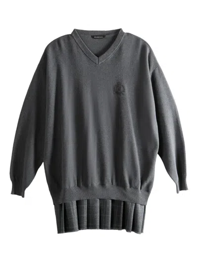 BALENCIAGA V-NECK PLEATED DRESS