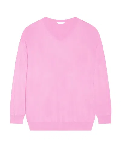 Balenciaga V-neck Ribbed-knit Jumper In Pink