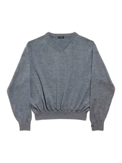 Balenciaga V-neck Sweater In Gray