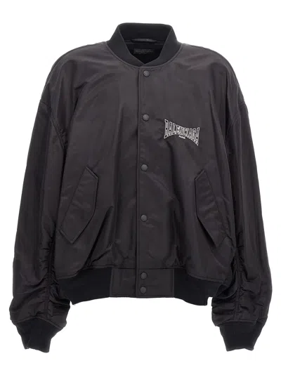 Balenciaga Varsity  Boxing Bomber Jacket In Black