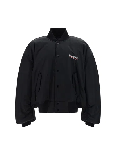 Balenciaga Varsity Bomber Jacket In Black