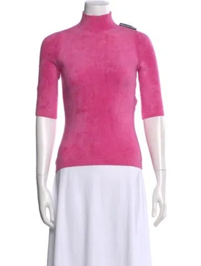 Pre-owned Balenciaga Velour Turtleneck Top In Pink