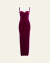 Balenciaga Velvet Backless Column Gown In Purple