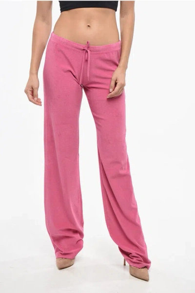 Balenciaga Velvet Boot Cut Pants In Pink