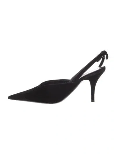 Pre-owned Balenciaga Velvet Bow Accents Slingback Pumps In Black